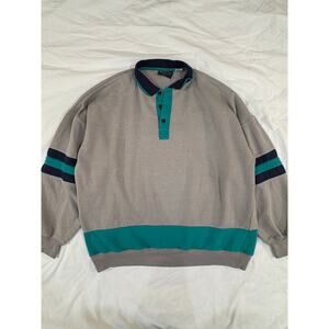VTG 80s/90s Nucleus Gray Collared Pullover Sweatshirt Size XL